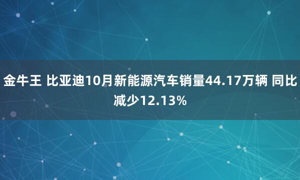 金牛王 比亚迪10月新能源汽车销量44.17万辆 同比减少12.13%